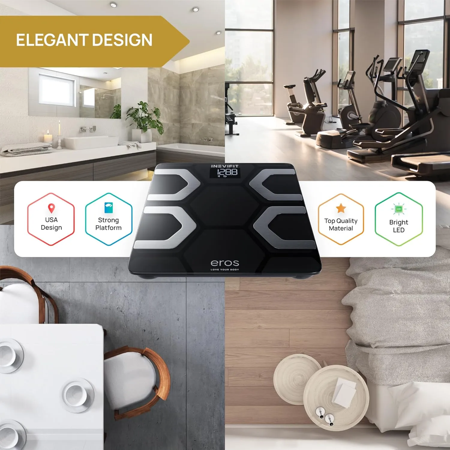 INEVIFIT smart scale elegant design for bathroom bedroom and gym spaces